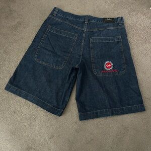 BNWT Vintage 00s Jnco Jorts Jean Shorts Blue Denim Y2K Embroidered Men’s Size 40